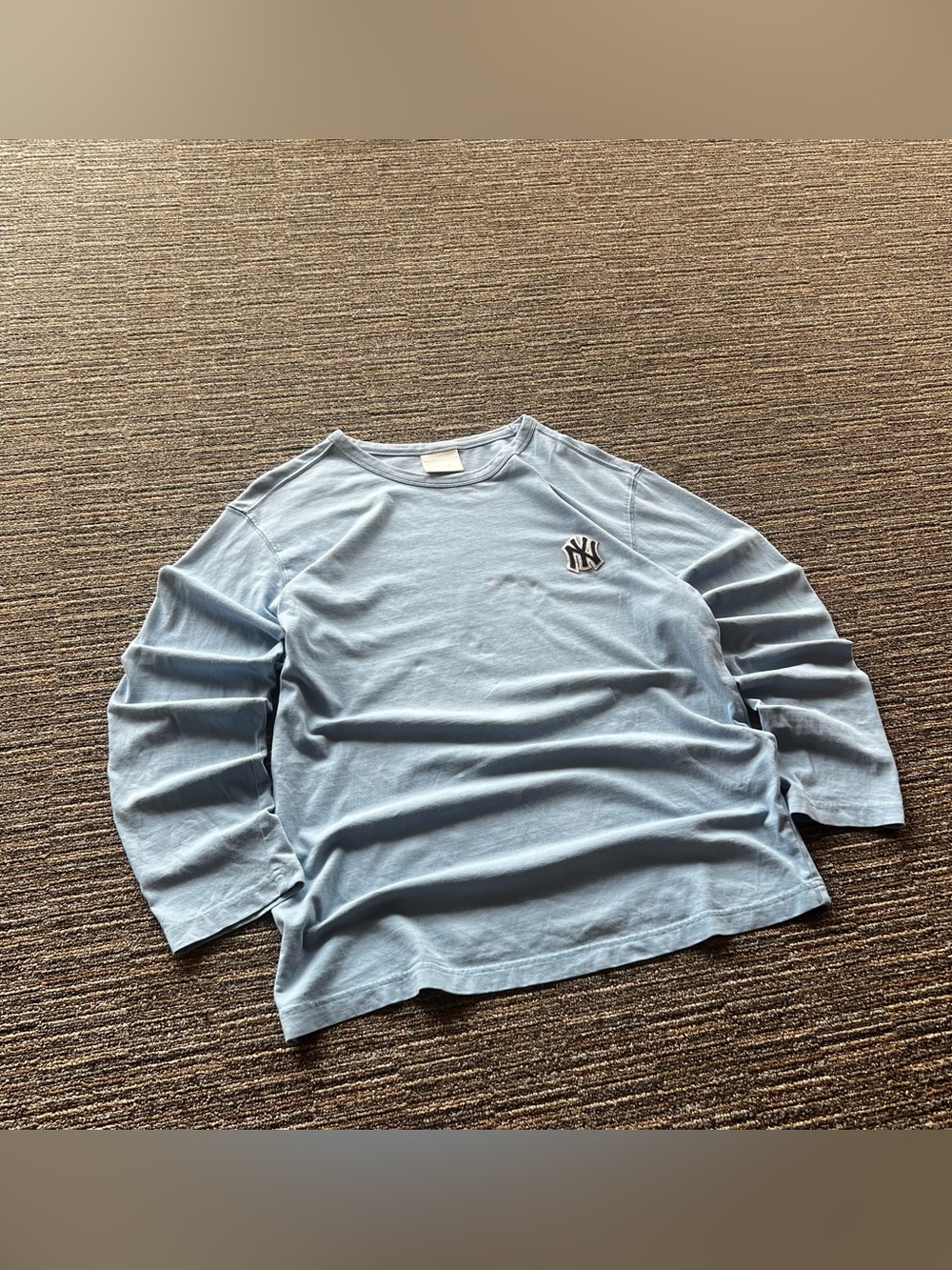 MLB New York Yankees Long Sleeve Baby Blue Y2K Baseball Tee